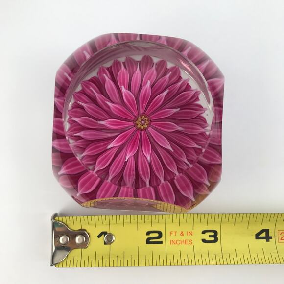Perthshire 1972A Pink Dahlia Flower Faceted Layered Lampwork Petals Paperweight - Picture 9 of 16